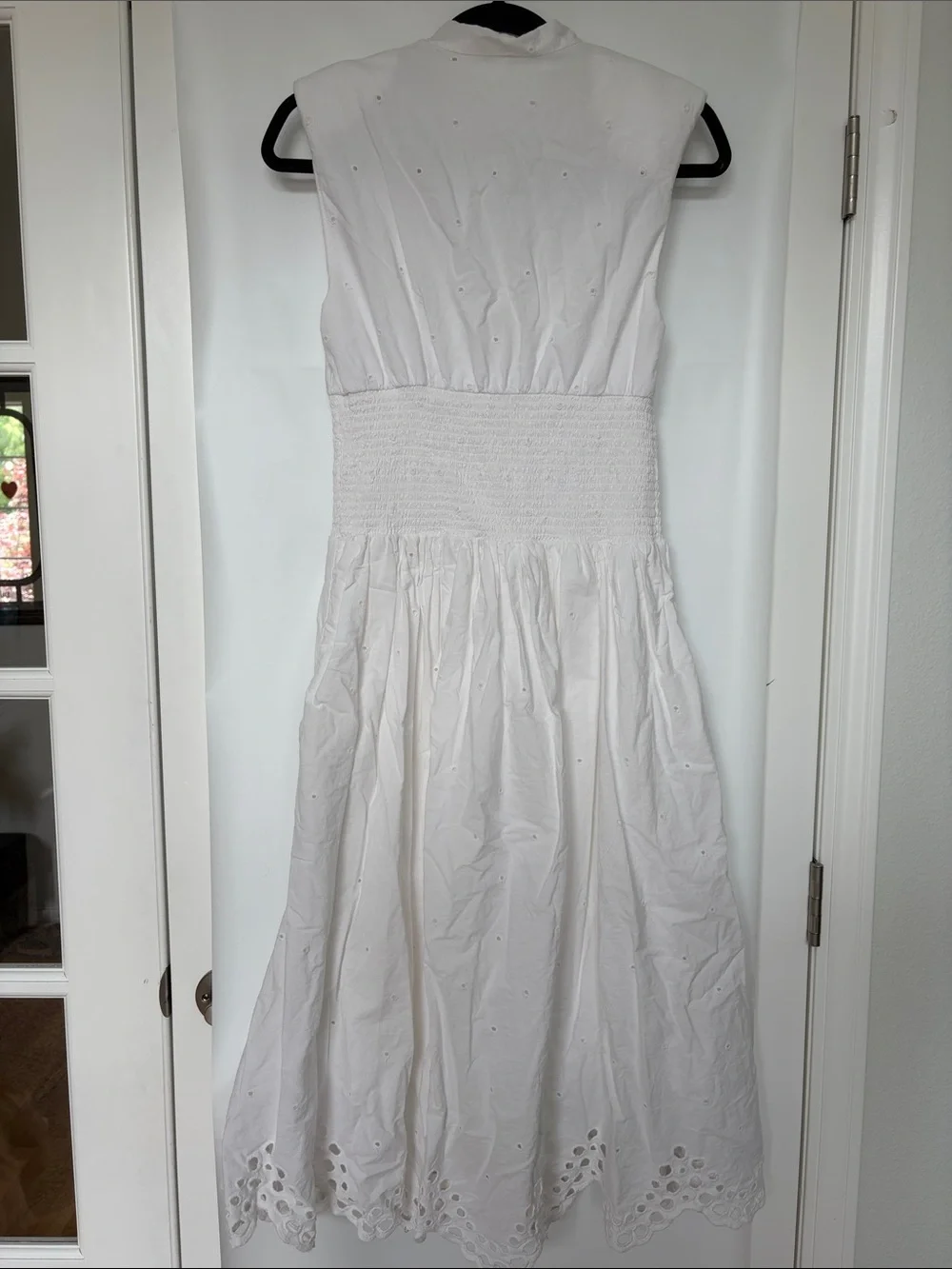 Anthropologie Maeve The Tommie Cap-Sleeve Smocked Front-Zip Shirt Dress Eyelet M - Picture 10 of 12